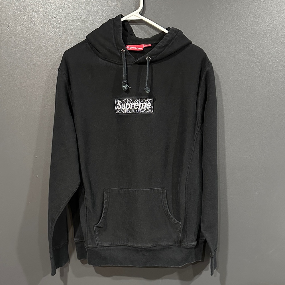 Supreme Bandana Box Logo Black Hoodie for Men Large